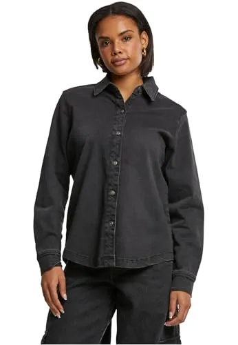 Urban Classics Ladies Denim Shirt Black Washed, L - Stylisches Denim Shirt für Damen, ideal für Büro und Freizeit. Vielseitig kombinierbar mit Röcken und Hosen, bietet hohen Tragekomfort.