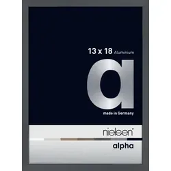 nielsen Bilderrahmen Alpha, 13 x 18 cm, Dunkelgrau - Wand- & Tischbilderrahmen, eleganter Aluminiumrahmen mit Echtglas, ideal für ein modernes Zuhause und einfache Montage im Hoch- und Querformat.