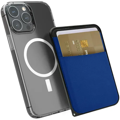 MagSafe Wallet 2x Karten Kunstleder RFID iPhone 12–16 Series Blau