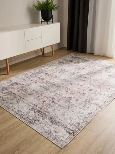 benuta Basic Waschbarer Teppich George - Creme/Taupe 60x120 cm - Teppiche - Pflegeleichter Vintage-Teppich mit Anti-Rutsch-Rückseite, ideal für Wohnzimmer und Schlafzimmer, maschinenwaschbar bei 30°.
