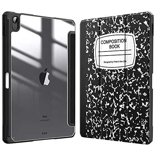 Fintie Hybrid Hülle für iPad Air 11 Zoll M4/M3/M2 (2026/2025/2024), iPad Air 5./4. Gen (2022/2020) 10,9 Zoll, mit Stifthalter, stoßfeste Schutzhülle mit transparenter Hartschale, Notizblock