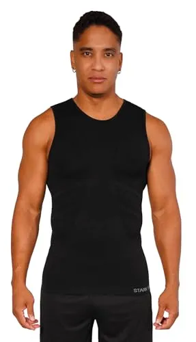Tanktop Unterzieh-Shirts Ärmellos Seamless - WARM UP -, Herren Sport Top | Farbe: Schwarz | Grösse: M/L