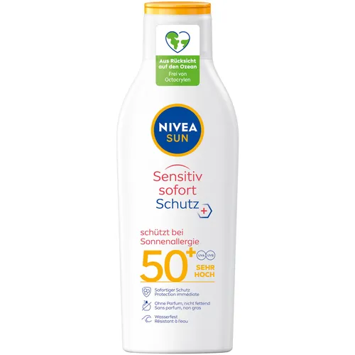 NIVEA SUN Sensitiv sofort Schutz Sonnenmilch 200 ml - Sonnenschutzmittel mit sofortigem Schutz, ideal für empfindliche Haut und bietet langanhaltenden UV-Schutz.