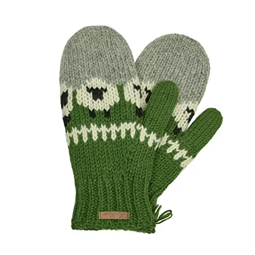 Gestrickte Fäustlinge im Schaf Design