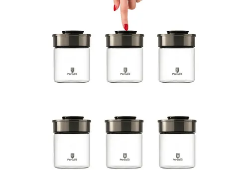 BURI Vorratsglas 6x - Vakuum Vorratsdosen Glas 700ml - Vorratsgläser mit luftdichtem Vakuumdeckel für längere Frische. Praktisches Set mit Easy Click Mechanismus für einfache Handhabung und platzsparendes Design.