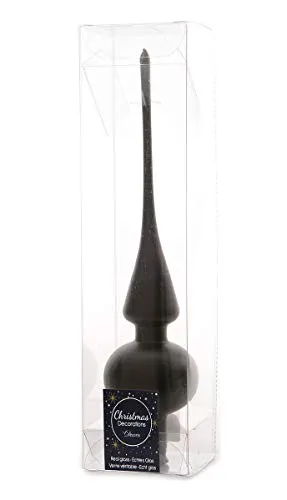 Christbaumspitze Glas 26cm hoch, D=6cm Weihnachtsbaumspitze schwarz matt