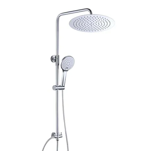 JOHO Edelstahl Duschset ohne Armatur – Regendusche mit 3 Strahlarten