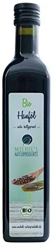 Michel´s Naturprodukte Bio Hanfsamenöl Flasche 500ml Kaltgepresst 1. Pressung, Natives Öl 100% Naturrein, Feinschmeckeröl
