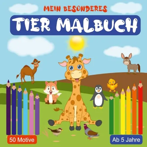 Mein besonderes Tier Malbuch: 50 lustige Tier-Motive zum Ausmalen für Kinder ab 5 Jahren im kindgerechten Quadratformat (Mal- und Rätselbücher für Kinder)