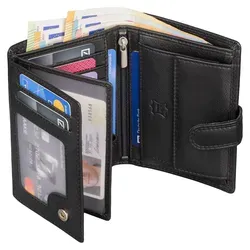 Leder Geldbörse Herren Portemonnaie RFID Hochformat Geldbeutel Echtleder (9902) Schwarz