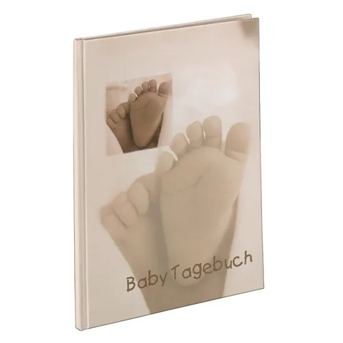 Hama Babytagebuch Baby Diary Baby Feel 20,5x28cm mit 44 Seiten Farbe Beige