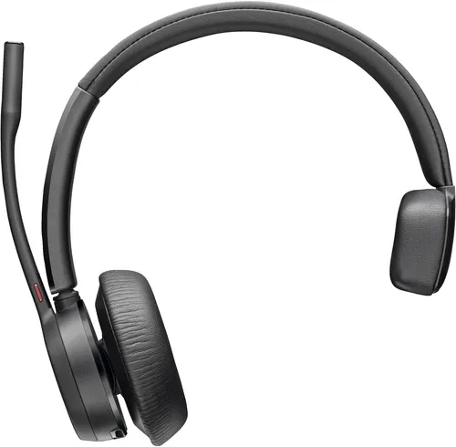Poly Voyager 4300 UC 4310 Mono Headset - Kabelloses On-Ear Headset mit flexibler Mikrofonarm und bis zu 24h Sprechzeit. Ideal für Microsoft Teams und Skype, inkl. USB-A Adapter und Schutztasche.