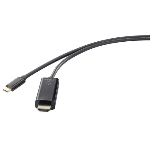 Renkforce USB-C® / HDMI Adapterkabel 1.80 m - USB-Kabel für UHD 4K @ 60 Hz, beidseitig verwendbar und mit hochwertiger Kupferleitung für exzellente Übertragungsqualität.