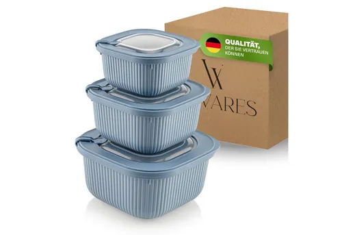 Viwares Vorratsdose Frischhaltedosen stapelbar im 3er Set mit transparentem Ventildeckel, (Set, 3-tlg., 3-teiliges Set), Ventildeckel für kontrollierten Dampfaustritt