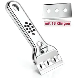 Glasschaber Kochfeldschaber Glaskeramikkochfeld-Schaber Edelstahl + 13 Klingen