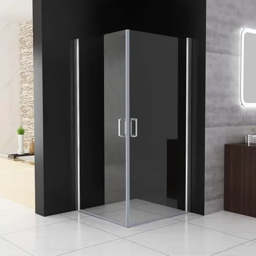 MIQU Duschkabine Eckeinstieg 100x100 cm mit Schwingtüren
