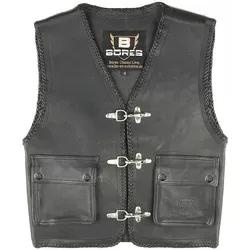 Bores Sunride 3 Lederweste, schwarz, Größe S für Männer - Sonstige Motorradbekleidung, edles Rindsleder mit aufgesetzten Taschen und doppelter Lederflechtung für einen stilvollen Look.