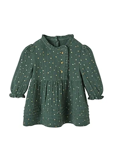 Vertbaudet Baby Kleid mit Sternen dunkelgrün Bedruckt 80