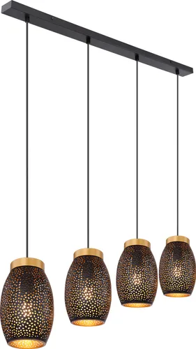 Globo Hängeleuchte NARRI - Elegante Metallleuchte in Gold und Schwarz - Moderne Hängeleuchte aus Metall mit freiwählbarem Leuchtmittel und stilvollen Dekorstanzungen, ideal für jeden Wohnraum.