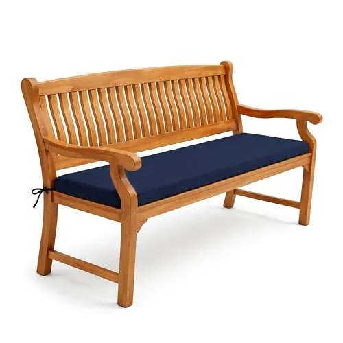 POKAR Bankauflage 150x50 cm | Bankkissen mit abnehmbarem Bezug und Bändern | Sitzauflage für Gartenbank, Sitzbank, Schaukel | Sitzpolster für Indoor und Outdoor | Oeko-TEX | Made in EU | Dunkelblau