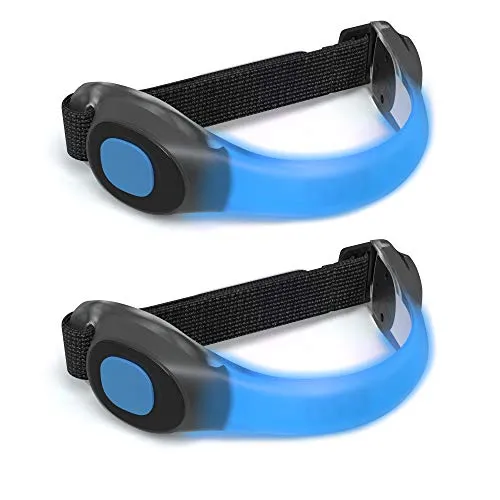 EAZY CASE 2 x LED Armband - Klettarmband mit 2 verschiedenen Modi I Leuchtarmband zur besseren Sichtbarkeit beim Joggen, Radfahren, Reflektor ideal für Kinder und Aktivitäten in der Dunkelheit, Blau