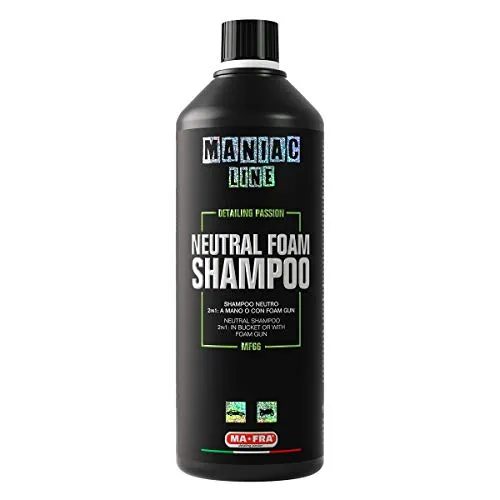 Ma-Fra Maniac Car Detailing Line, Neutral Foam Shampoo, 2-in-1-Konzentrat, für eine Autowäsche mit 2 Eimern oder Vorwäsche des Autos mit Schaumgun, Format 1000 ml