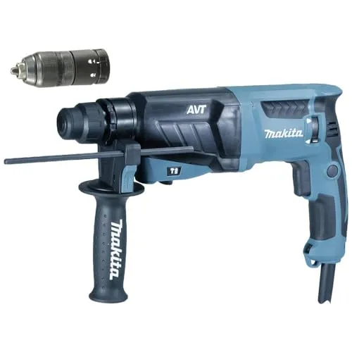 Makita HR2631FTJ Kombihammer - Bohrmaschinen: Leistungsstarker Kombihammer mit SDS-PLUS-Schnellwechselfutter und Anti-Vibrations-Technologie für präzises Arbeiten und weniger Ermüdung.