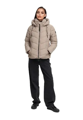 Marikoo Winterjacke Sahnemausii grau XXL (44) mit abnehmbarer Kapuze - Stylische Winterjacke in Taupe Grey, ideal für kalte Tage. Mit 6 praktischen Taschen und hohem Kragen bietet sie Komfort und Funktionalität.