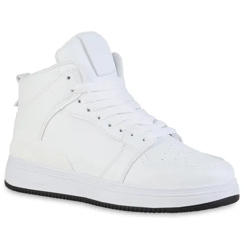 VAN HILL Damen Sneaker High Schnürer - Bequeme Profil-Sohle in Weiß, Größe 36 - Sneaker für Damen mit bequemer Profil-Sohle und flachem Absatz. Ideal für Frühling, Sommer und Herbst, aus hochwertigem Kunstleder gefertigt.
