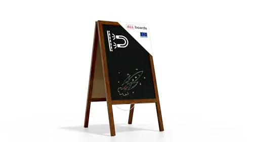 ALLboards Magnetischer Kundenstopper mit Holzrahmen 118x61cm - Hochwertiger Gehwegaufsteller mit magnetischer Kreidefläche für kreative Beschriftungen. Ideal für Gastronomie und Geschäfte, um Angebote ansprechend zu präsentieren.