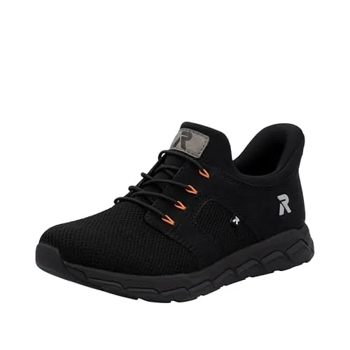 Rieker Sneaker Slipper M9050 für Damen - Sneaker für Damen in Schwarz, ideal für schnelles Anziehen ohne Hände dank Gummizug und elastischem Schaftrand. Super leicht und flexibel mit herausnehmbarer MemoCup-Einlegesohle für perfekten Komfort.