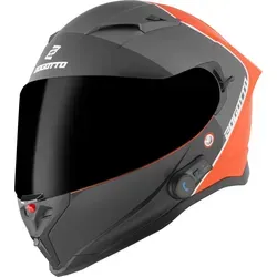 Bogotto H153 BT SPN Bluetooth Helm, schwarz-orange, Größe L - Motorradhelm mit kratzfestem Visier und Bluetooth-Funktion für sichere Kommunikation während der Fahrt.