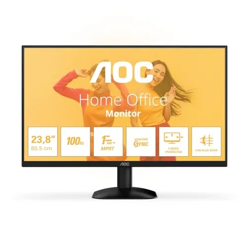 AOC B3 24B35HM2 Monitor 24 Zoll - 24-Zoll Full HD Monitor mit 100 Hz Bildwiederholfrequenz für flüssige Bewegungen und Adaptive Sync-Technologie zur Vermeidung von Tearing. Ideal für Gaming und Multimedia!