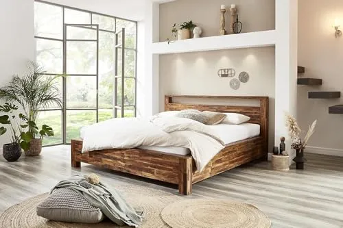SAM Holzbett 180x200 cm Havelock aus massivem Akazienholz - Pflegeleichtes Doppelbett mit hoher Liegefläche für optimalen Komfort. Ideal für Kinder-, Jugend- oder Schlafzimmer – ein Unikat in jedem Raum.
