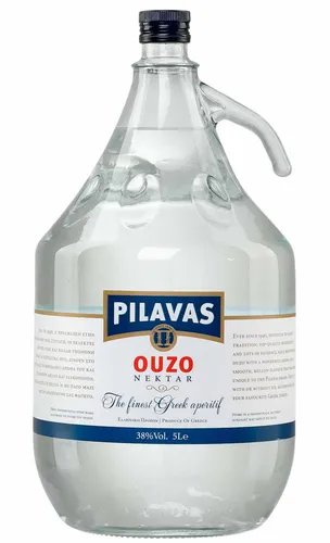 Ouzo Pilavas Nektar 38% 5,0l Karaffe - Milder Ouzo aus Patras - Sonstige - Genießen Sie den milden Geschmack dieses griechischen Ouzos, ideal als Geschenkidee oder für gesellige Abende.