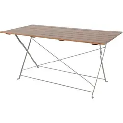 Klapptisch Biergarten Tisch 120x70cm aus Akazie und Stahl - Tisch für Innen- & Außenbereich, klappbar und platzsparend, ideal für Gartenpartys oder als Esstisch.