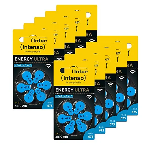 Intenso Hörgerätebatterien PR44, Blau (Typ 675), 60er Pack
