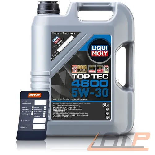 Liqui Moly 5 L Top Tec 4600 5W-30 mit Ölwechsel-Anhänger