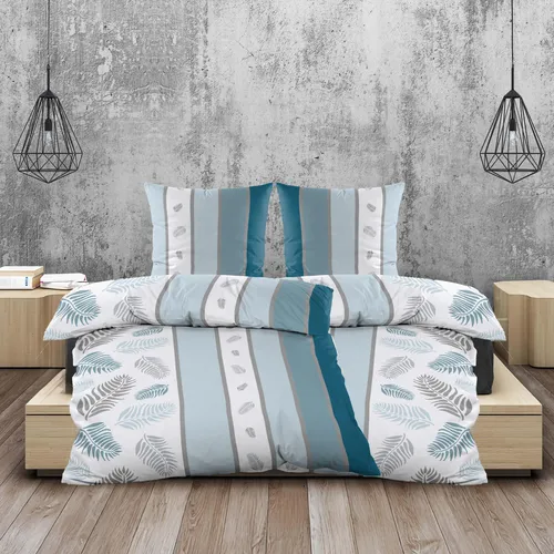 Kuschelige Biber Bettwäsche 135x200 | 4tlg. | Petrol Blau mit Streifen & Federn - Erleben Sie höchsten Schlafkomfort mit dieser kuscheligen Biber Bettwäsche in 135x200 cm. Aus 100% Baumwolle, atmungsaktiv und pflegeleicht – ideal für erholsame Nächte.