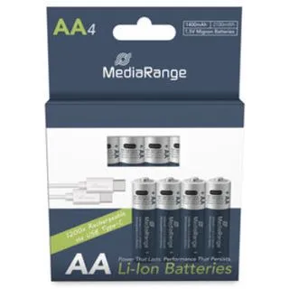MediaRange Batterie wiederaufl. USB-C Li-ION AA 1,5V 4St