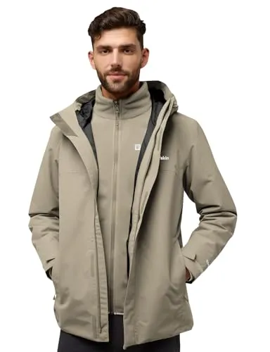 Jack Wolfskin ALTENBERG 3IN1 JKT M - Vielseitige 3in1-Jacke für Herren, ideal für alle Wetterlagen mit vorgeformten Ellenbogen und einstellbarer Kapuze.