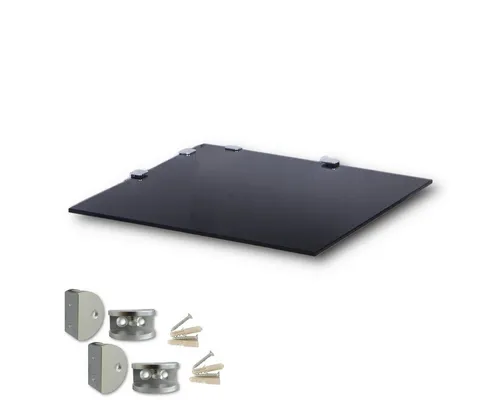 Euro Tische Glas Eckregal 25 x 25 cm - Modernes Wandregal für Badezimmer - Badezimmerablagen & -regale: Hochwertiges Glasregal mit 6mm ESG Sicherheitsglas, belastbar bis 20 kg, ideal für Badutensilien und einfach zu montieren.