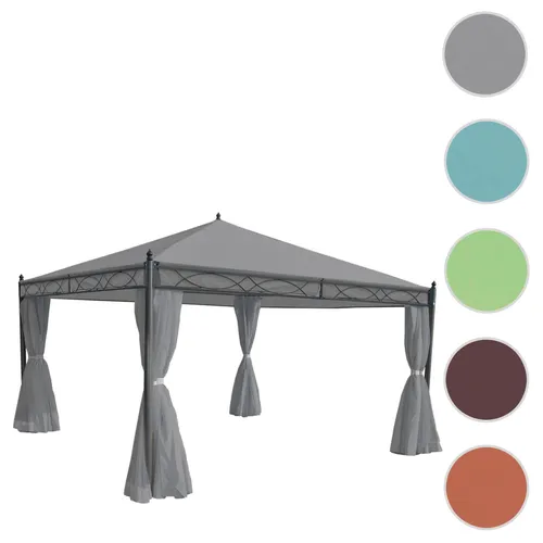 Mendler Pergola Cadiz, Garten Pavillon 4x4m - Pavillon mit stabilem 7cm-Gestell, wasserabweisendem Dach und UV50+ Schutz, ideal für entspannte Sommertage im Garten oder auf der Terrasse.