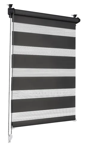 Doppelrollo schwarz 30 x 150cm Klemmfix ohne Bohren Fensterrollo Seitenzugrollo