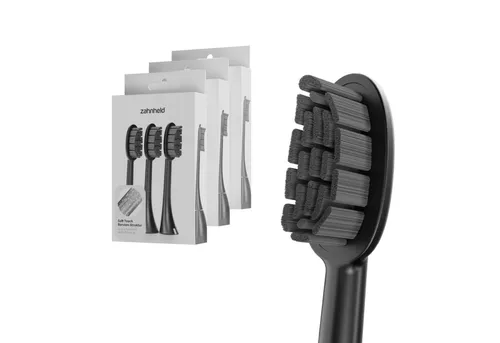 Zahnheld Bürstenkopf Basic Soft schwarz (9 Stück) - Ersatz- & Aufsteckbürsten – Extra sanfte Borsten für empfindliches Zahnfleisch, hygienisch verpackt und einfach zu wechseln.
