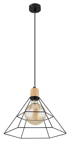 Hängelampe Pendelleuchte Gitter-Design aus Holz und Metall