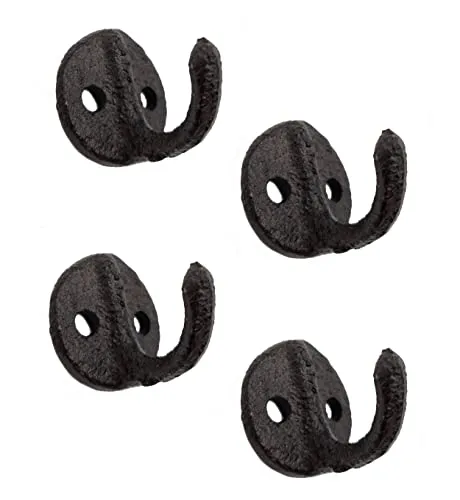 Spetebo Gusseisen Wandhaken antik Optik 4 cm - 4er Set - Nostalgie Handtuchhalter klein - Deko Wand Haken dunkelbraun vintage Landhaus Einzelhaken