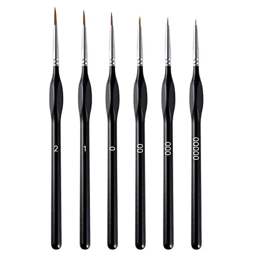 Stück Feine Detail Pinsel Set,Perfekter Detail Pinsel,Miniatur Pinsel Zeichenpinsel Pinselset,für Nagelkunst, Acryl, Aquarell,Ölgemälde,Modellbau und Strichmalerei 6