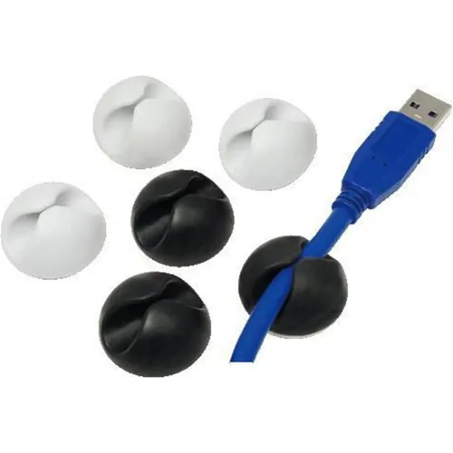 LogiLink Kabel - Organizer - Schwarz - mit 3 weiße Kabel-Organizer (Packung mit 3)