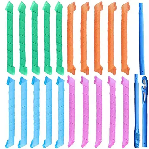 Lockenwickler Große Locken Kit 20 pcs DIY Wave Styling Kit ,55 cm No Heat Lockenwickler mit Stylinghaken für die meisten Frisuren mehrfarbig